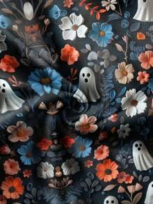 EMERY ROSE Women's Halloween Cute Ghost & Floral Print Long Sleeve T-Shirt - Multicolor - View 3