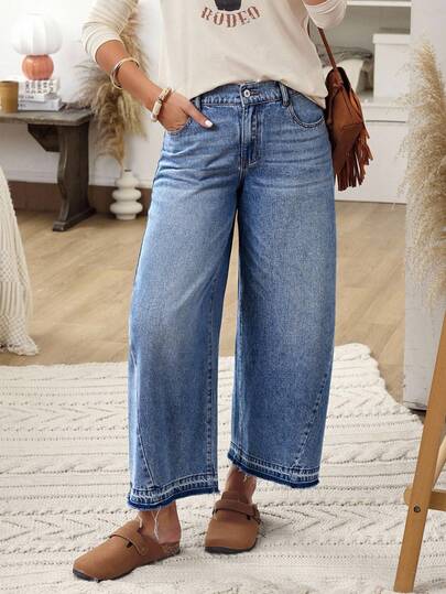EMERY ROSE Jeans amples lavés décontractés pour femmes en vacances