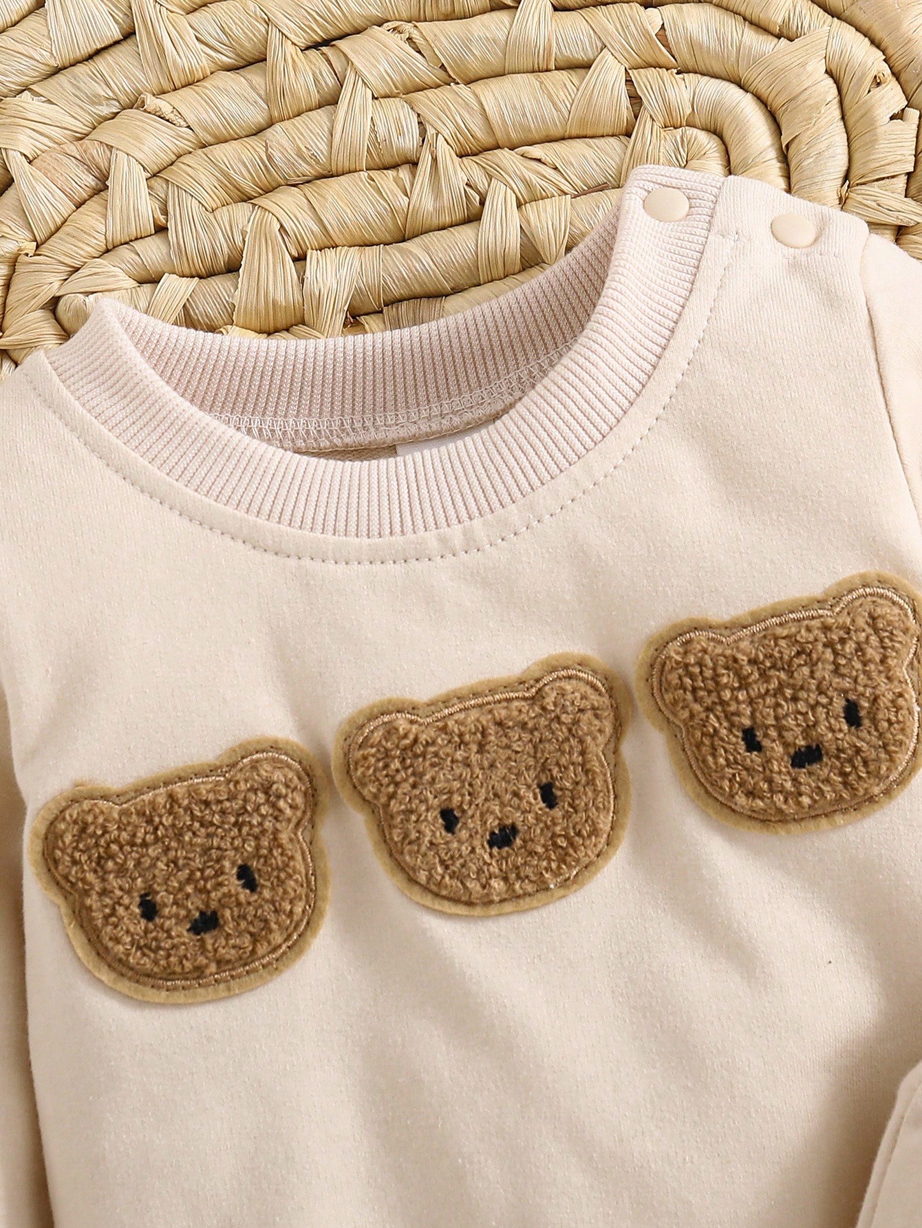 طقم ملابس كوري الطراز لحديثي الولادة مكون من بلوزة كنزة مطرزة بشكل دب كرتوني وبنطلون، مريح وملائم، م