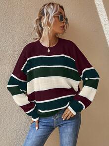 EMERY ROSE Women's Latest Fashion Comfortable Color Block Pullover Sweater - Multicolor - View 5