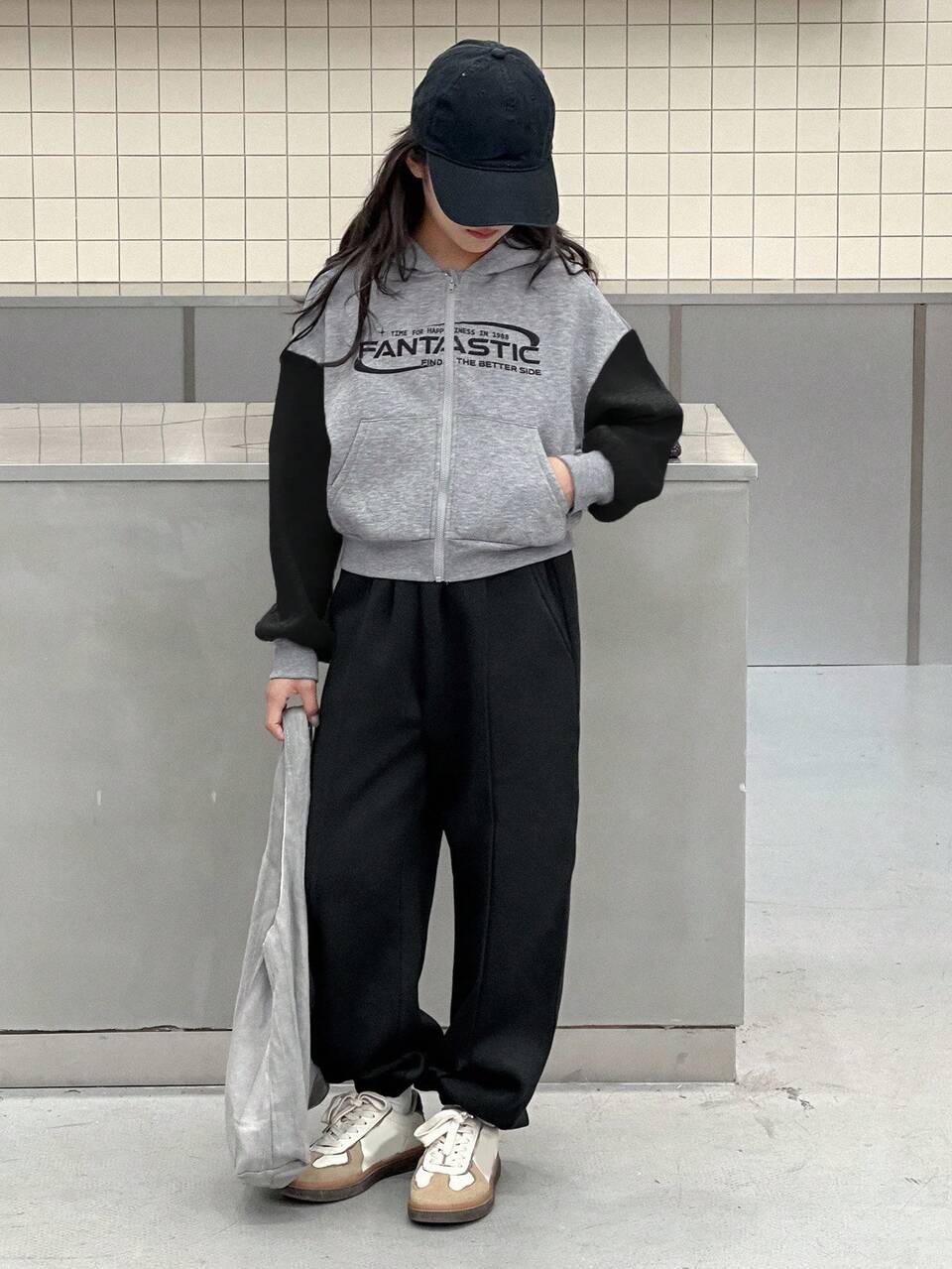 2pcs Tween Girls Hooded Contrast Color Letter Print Sweatshirt And Sweatpants Set, Fall