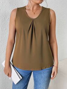 1pc Women's Casual Knit Camisole, Comfortable Draping Fit, Suitable For Yoga & Sports