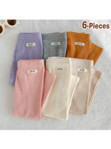 Loomiva 女婴 6 件装字母贴片细节打底裤