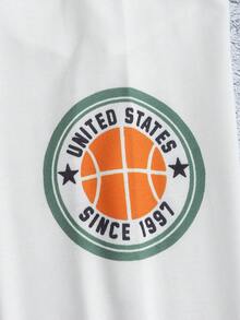 2 件/套大童白色休闲舒适长袖圆领卫衣，嘻哈街头风格，时尚印花设计，搭配绿色工装裤，适合外出、音乐节、上学、通勤、日常休闲穿着 - 彩色 - 查看 5