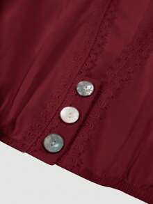 Fairmaia 德国传统女式缺口领蕾丝边短款上衣 - 紅色 - 查看 5