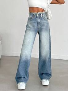 EURMUSE HIGH WAIST STRAIGHT VINTAGE BLUE JEAN - Blue - View 6