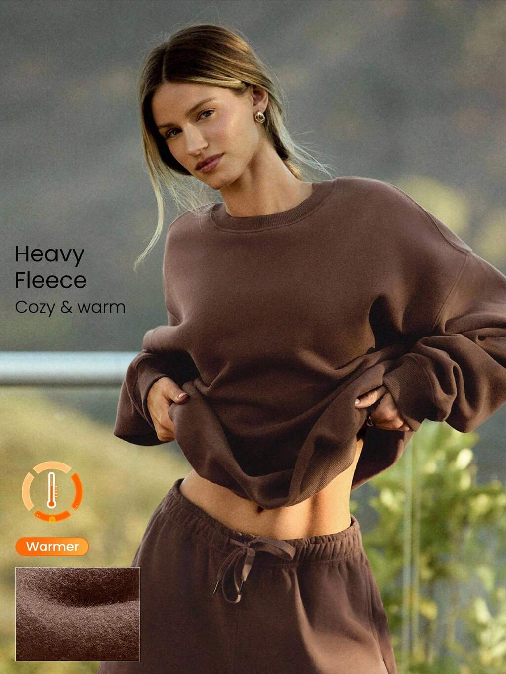 Heavyweight Fleece Oversized Fit Sweatshirt Thick Thermal Warm Winter