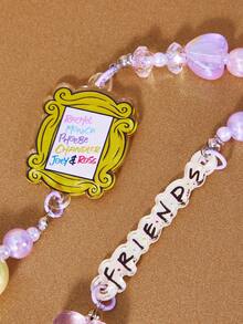 FRIENDS X SHEIN Cute TV-SHOW Handmade Beaded Purple Mobile Phone Chain Mobile Phone Lanyard,Fits All Phone Cases - Multicolor - View 2