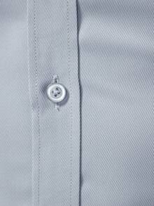 Manfinity Mode 男士休闲纯色前扣长袖衬衫，夏季灰色男士衬衫男士优雅衬衫浅蓝色男士衬衫修身正装衬衫，适合通勤、秋季日常穿着的多功能旅行单品 - 灰色 - 查看 5