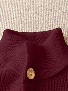 GlowEve Cárdigan de punto acanalado de unicolor y elegante minimalista para mujer, otoño - Burdeos - Ver 3