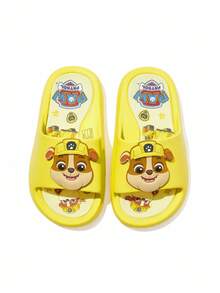 SHEIN | PAW Patrol 可爱卡通黄色碎石图案儿童拖鞋，男女通用，速干、轻便耐用的EVA材质，适合室内、浴室、游乐场、游泳池、海滩等场所穿着。 - 黃色 - 查看 7