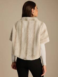 Enchnt Veste de mode à manches courtes en fausse fourrure avec torsade à la taille, hiver