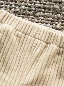 SHEIN Conjunto de roupas casuais versáteis para bebês meninas, recém-nascidos de 0 a 3 anos, blusa de manga comprida com gola alta e ombros caídos, malha canelada + calça flare, roupas de bebê outono/inverno, cáqui