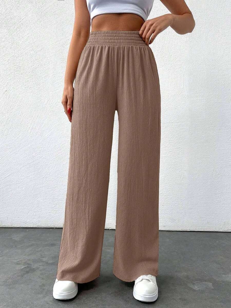 EURMUSE Pantalón cómodo y relajado de color beige para mujer - Marrón Mocha - Ver 1
