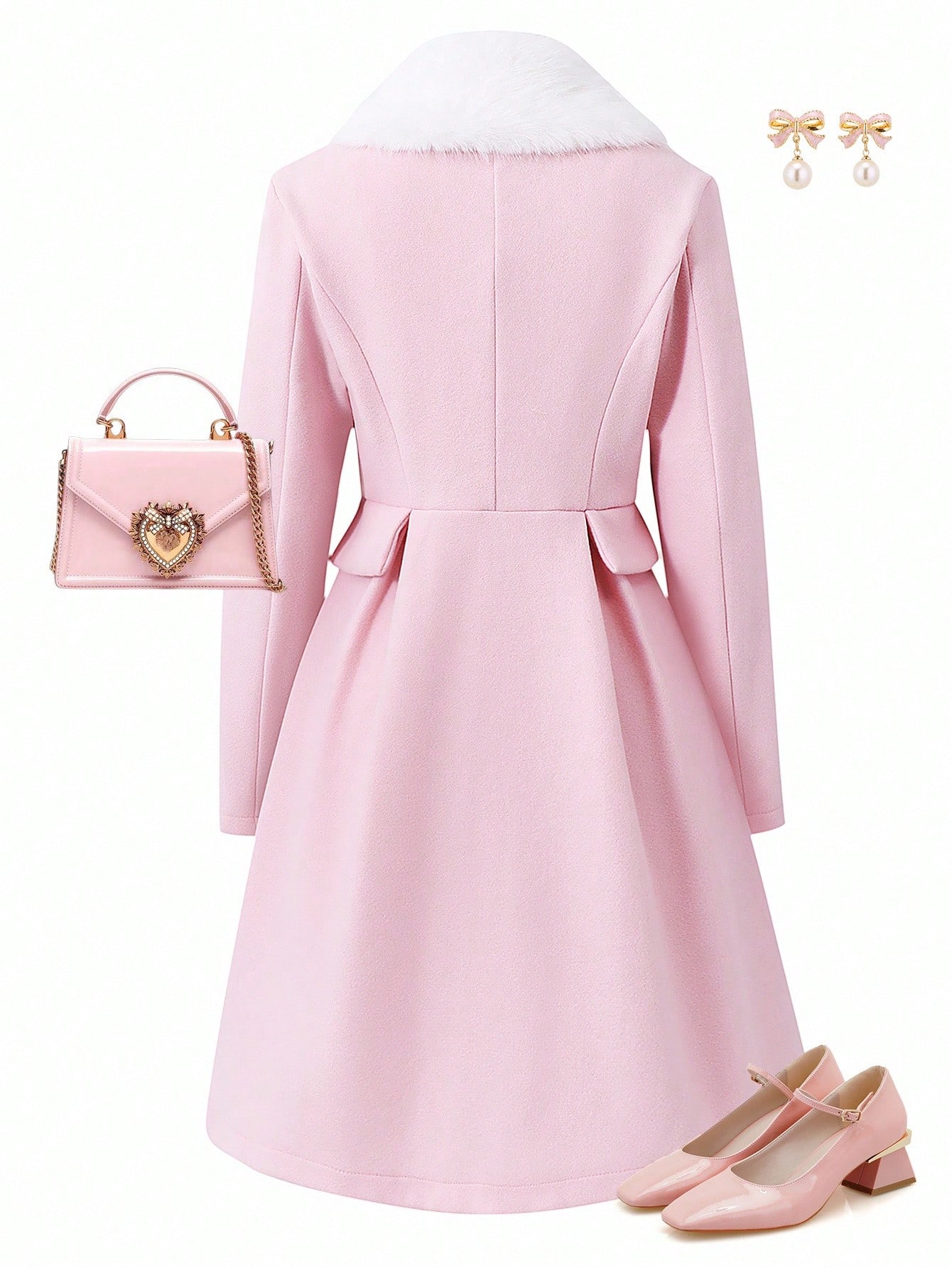 SHEIN معطف صوفي وردي اللون مناسب للمراهقات، معطف م...