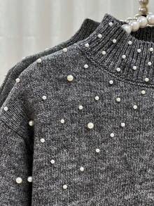 SHEIN Vestido de suéter elegante para niñas jóvenes, otoño e invierno - Gris - Ver 7