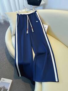 INAWLY Conjunto de 2 piezas de chaqueta de béisbol de manga larga azul y blanco y pantalones con bolsillos, para deportes al aire libre - Azul Marino - Ver 6