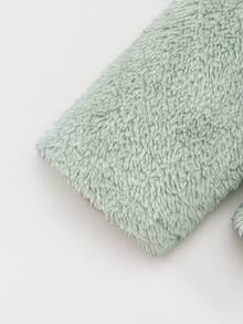 SHEIN Elladie kids 女婴幼儿秋冬新款百搭优雅毛绒蝴蝶结开衫外套，适合外出和派对，米色和杏色 - 薄荷綠 - 查看 6