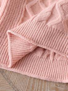 SHEIN Vintaside Kids 女童高领毛衣，新款时尚粉色套头衫儿童针织汗衫，秋冬 - 粉色 - 查看 9