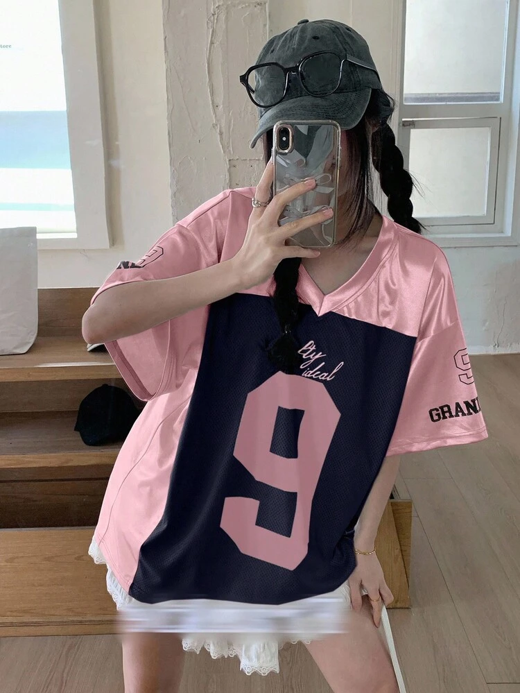 Women's V-Neck Short Sleeve Sporty Casual T-Shirt