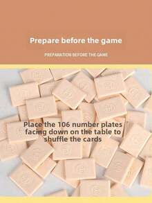 拉米牌游戏套装，适合 2-4 名玩家，包括 4 个牌架、106 块牌和便携式手提箱，经典家庭棋盘游戏 - 米色 - 查看 6