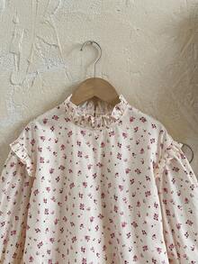 Loomiva Conjunto de 2 piezas para niña con blusa de cuello redondo de manga larga con estampado floral ditsy y falda de cintura elástica, conjunto de camisa con cuello con volantes para niñas, conjunto de camisa floral ditsy para niñas, conjunto de 2 piezas para niñas, conjunto de falda para niñas, conjunto de pétalos color rosa pálido, conjunto floral para niñas, conjunto cómodo y versátil casual, conjunto retro para niñas, conjunto de 2 piezas para niñas, de vuelta al colegio, camisa con cuello con volantes, conjunto de camisa floral ditsy, conjunto de camisa con cuello con volantes para niñas - Rosa - Ver 9