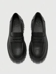 CUCCOO BIZCHIC 女士经典乐福鞋厚底平底鞋，舒适休闲一脚蹬鞋，适合通勤和日常穿着 - 黑色 - 查看 6