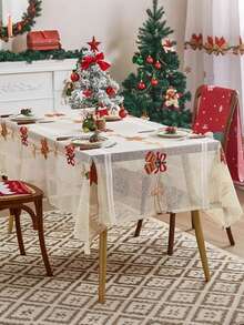 Cirelle 1 chiếc khăn trải bàn trang trí không khí Giáng sinh, khăn trải bàn tiệc ngày lễ, khăn trải bàn in hình Giáng sinh, khăn trải bàn ăn phù hợp để trang trí hàng ngày, phù hợp cho các ngày lễ và sử dụng hàng ngày. - Nhiều màu - Xem 5