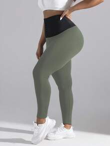 Easithlete Front Button Adjustable Waist Fat Burning Running Fitness Sweat Inducing Leggings - Green - View 5