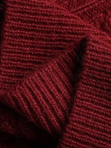 Dazy Plus Suéter de punto rojo de moda con diseño calado y ajuste ceñido, versátil para Año Nuevo, Navidad, otoño/invierno, talla grande para la escuela - Rojo - Ver 7