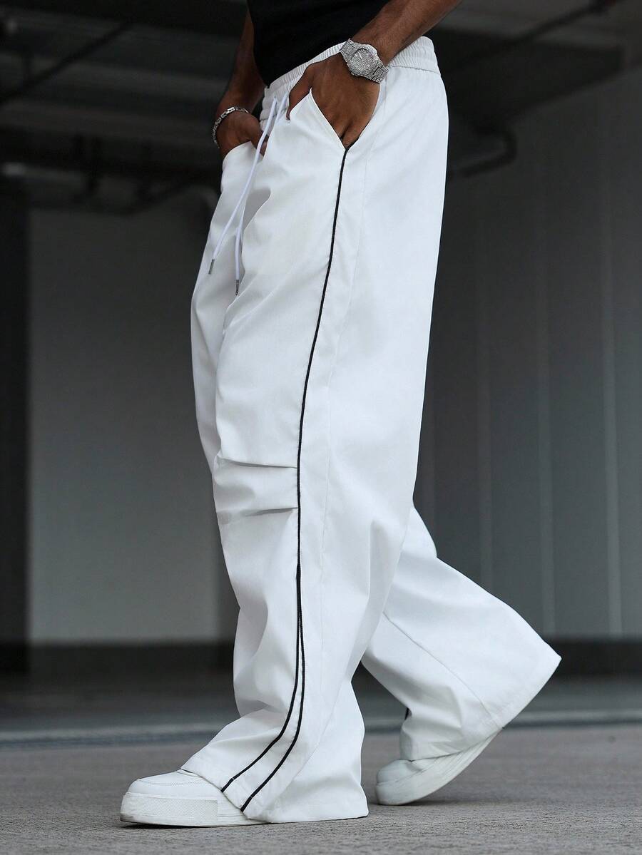 Manfinity EMRG 男士秋季街头休闲白裤 - 白色 - 查看 1