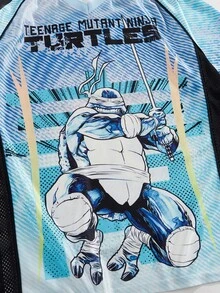 ROMWE MEN TEENAGE MUTANT NINJA TURTLES X ROMWE Men's Turtle Print Contrast Color Short Sleeve T-Shirt - Blue - View 4