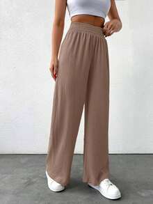 EURMUSE Pantalón cómodo y relajado de color beige para mujer - Marrón Mocha - Ver 3