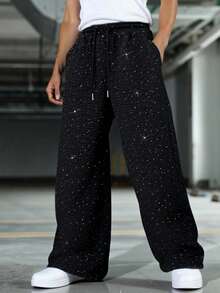 PAVTROS Manfinity Streetrush 男士休闲宽松水钻装饰裤，百搭街头风、日常休闲、周末出游、音乐节、社交聚会等场合皆宜。这款裤子是男士衣橱必备的百搭单品，是送给男朋友或老公的绝佳礼物。星星裤 闪亮运动裤 闪光运动裤 水钻裤 水晶运动裤 复古风 星星运动裤 水钻运动裤 哥特风运动裤 秋季 - 黑色 - 查看 2