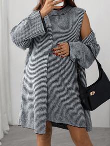 Momance Maternity Casual Round Neck Sweater Dress And Cardigan Set, Autumn/Winter