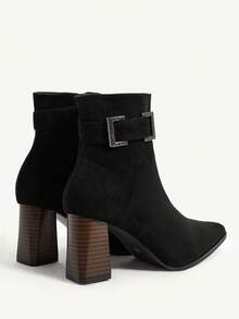 CUCCOO CHICEST Women's Fashion Commuter Rhinestone Decor Chunky Heel Ankle Boots - Black - View 11