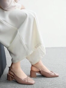 CUCCOO BIZCHIC Women's Fashion Apricot Backstrap Classic Low Chunky Heel Slip-On Pumps, Versatile For Daily, Commute And Work Wear For Christmas Spring Shoes - Dusty Pink - View 5