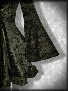 SHEIN ICON 大码女式复古 Y2K 天鹅绒方领腰喇叭 A 字连衣裙，万圣节服装 - 綠色 - 查看 6