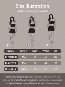 SHEIN PETITE بنطال بخصر متداخل وساق واسعة، للنساء الصغيرات - الأسود - مشاهدة 5