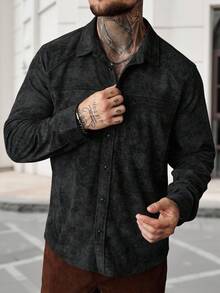 Manfinity Homme Chaqueta casual de hombre de manga larga de unicolor - Negro - Ver 4