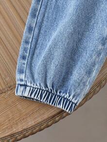 Genkimix Kids 小男孩清新白色圆领长袖上衣和浅色洗水牛仔裤两件套服装，适合外出、休闲装、上学和聚会 - 白色 - 查看 7