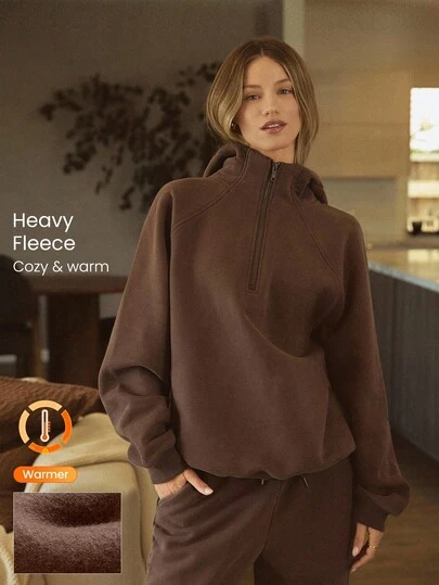 GLOWMODE 厚重羊毛超大连帽夹克，侧口袋，加厚保暖，冬季