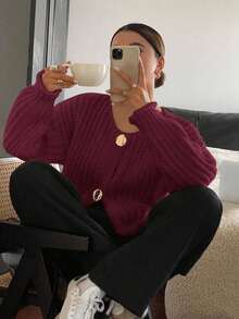 Siren Gaze Cárdigan informal de mujer de un solo color con bolsillos, para otoño/invierno