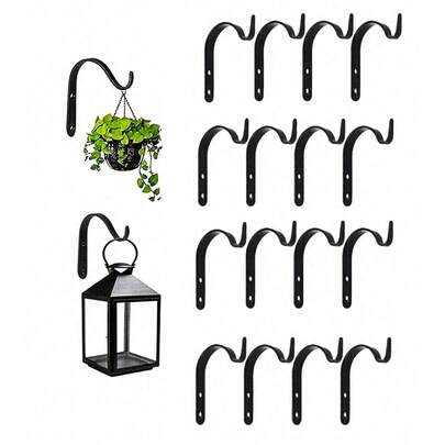 3/6/9/12pcs Rustic Iron Wall Hooks, Mini Bending S Shape Wall Hanging Plant Bracket, Cast Iron Decorative Plant Hangers, Perfect For Plant Hangers Lights Artworks & More, Vintage Home Decor For Indoors & Outdoors - Screws Included