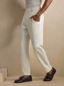 Men's Fashionable Versatile Solid Color Suit Pants - White - View 3