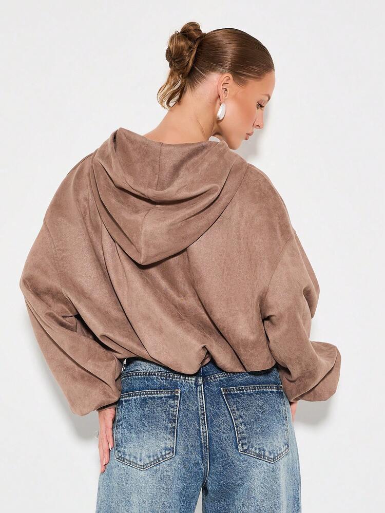 KIZN Oversized Zip Up Hoodie With Centre Pocket