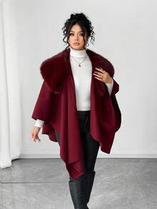 Elenzga Áo choàng Poncho màu nâu đỏ thanh lịch cỡ lớn dành cho nữ có tay cánh dơi, thích hợp cho các dịp trở lại trường, tốt nghiệp, ngày lễ, ngày lễ tình nhân, lễ hội âm nhạc, ngày của mẹ, lễ Halloween, lễ tạ ơn, lễ Phục sinh, ngày quốc khánh, vũ hội, hẹn hò, tiệc tùng, đám cưới, dã ngoại, mùa thu/đông - Màu Đỏ Sâu - Xem 5