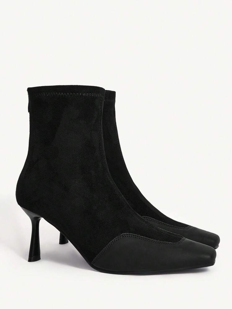 CUCCOO CHICEST Women's Platform Ankle Boots With Rope Sole, Black Square Toe Side Zipper, Lightweight
