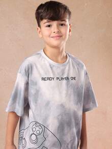 Bộ đồ ngủ SUMWON kèm tay cầm chơi game, kiểu nhuộm tie-dye, thích hợp cho chơi game, ngủ đêm, đi nghỉ mát, dành cho trẻ em, thanh thiếu niên, bé trai, quà tặng, phong cách thường ngày. - Màu Xám nhạt - Xem 5