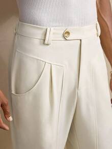Men's Fashionable Versatile Solid Color Suit Pants - White - View 1